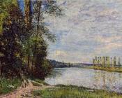 阿尔弗莱德 西斯莱 : The Path from Veneux to Thomery along the Water, Evening